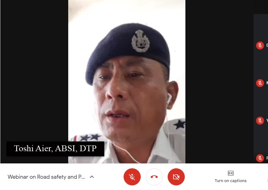 Toshi Aier, ABSI Traffic Dimapur participates in the webinar on ‘road safety and pedestrian safety awareness’ on July 8. (Photo Courtesy: IQAC, Unity College)